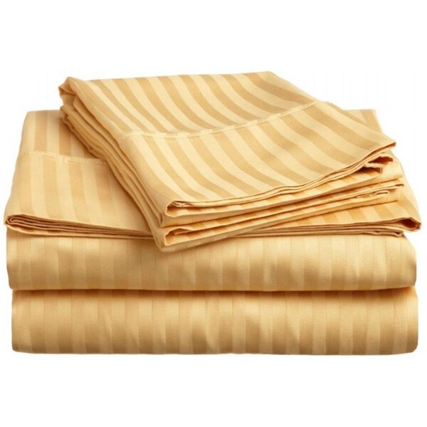 Impressions By Luxor Treasures 400 Thread Count Egyptian Cotton California King Sheet Set Stripe Gold 400CKSH STGL - main